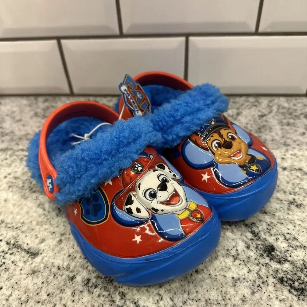 New Clogs Paw Patrol Patch Clog Red Blue US TODDLER C 5/6 Croc Slip‎ On Fleece